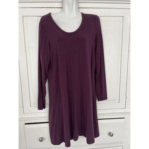 Gap Women's Softspun Long Sleeve Dress Medium Burgundy Maroon